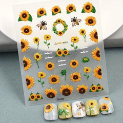 5D Sunflower Nail Stickers for Summer Nail Art