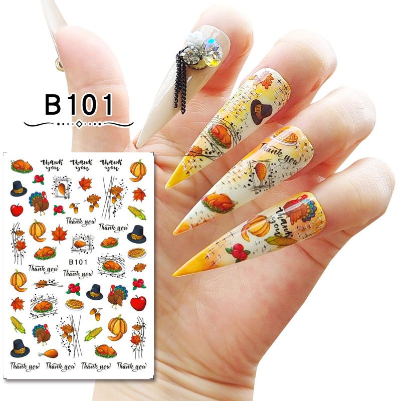 12 Sheets Maple Leaf Nail Art Stickers 3D Self Adhesive Fall Leaf Stickers