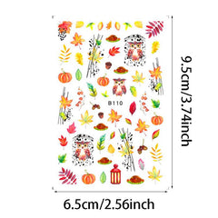 12 Sheets Maple Leaf Nail Art Stickers 3D Self Adhesive Fall Leaf Stickers