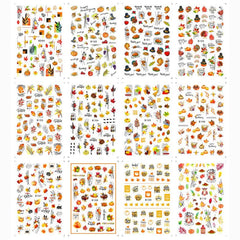 12 Sheets Maple Leaf Nail Art Stickers 3D Self Adhesive Fall Leaf Stickers