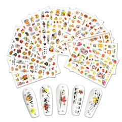12 Sheets Maple Leaf Nail Art Stickers 3D Self Adhesive Fall Leaf Stickers