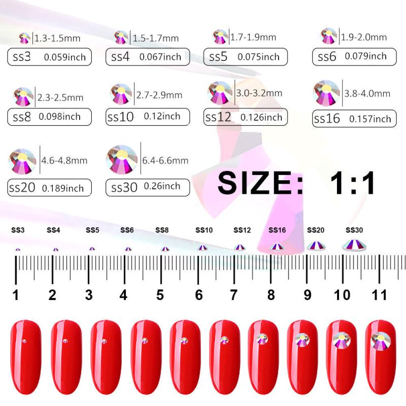 Flat Back Rhinestones Kit Nail Crafts DIY Decoration 3mm 4mm 5mm