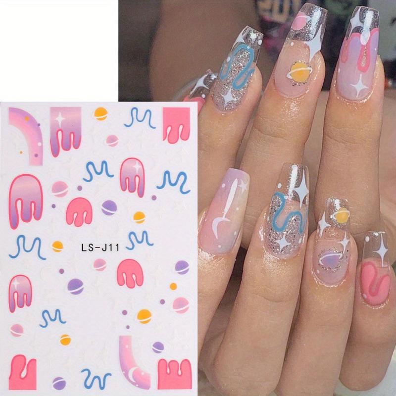 Y2K Punk Rock Nail Stickers - Love Yourself Freedom Graffiti Designs