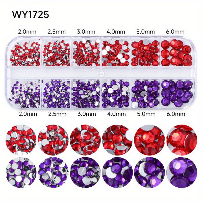 12 Grids Glitter Transparent Flat Rhinestone Inlaid DIY Nail Art Decoration