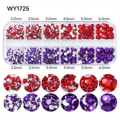 12 Grids Glitter Transparent Flat Rhinestone Inlaid DIY Nail Art Decoration