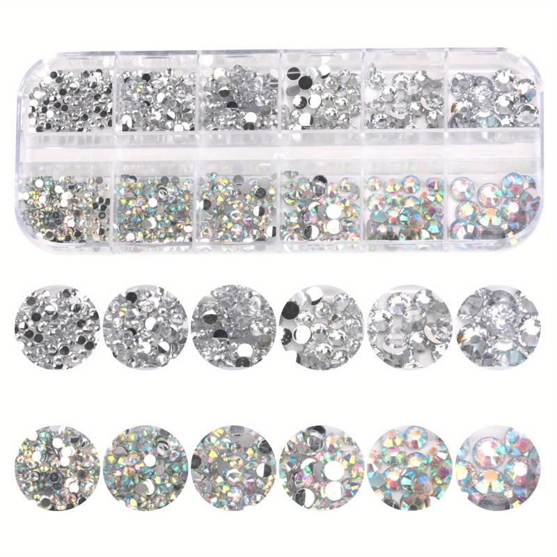 12 Grids Glitter Transparent Flat Rhinestone Inlaid DIY Nail Art Decoration