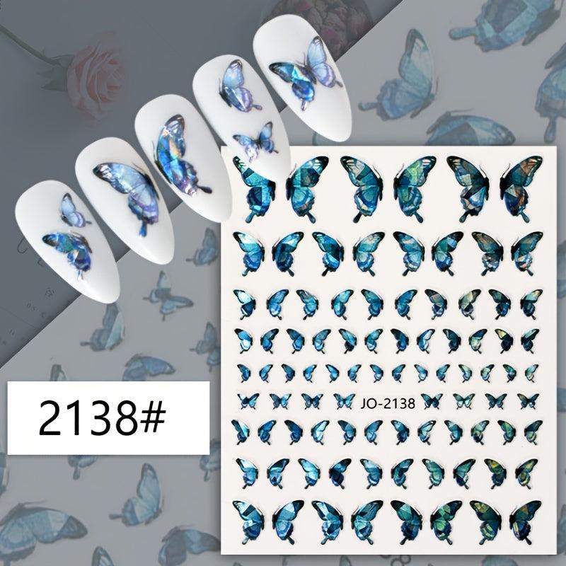 Holographic Purple Butterfly Nail Art Stickers Decals
