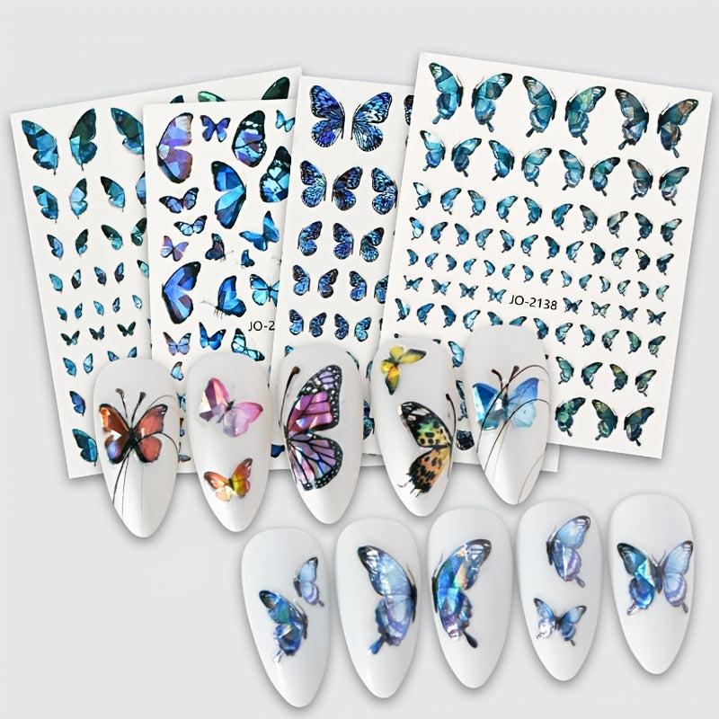 Holographic Purple Butterfly Nail Art Stickers Decals