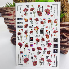 3D Flower and Butterfly Nail Stickers Self Adhesive Waterproof Nail Art