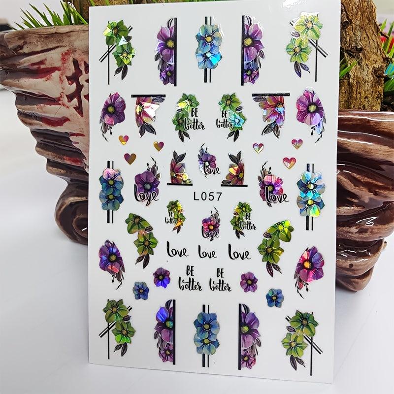 3D Flower and Butterfly Nail Stickers Self Adhesive Waterproof Nail Art