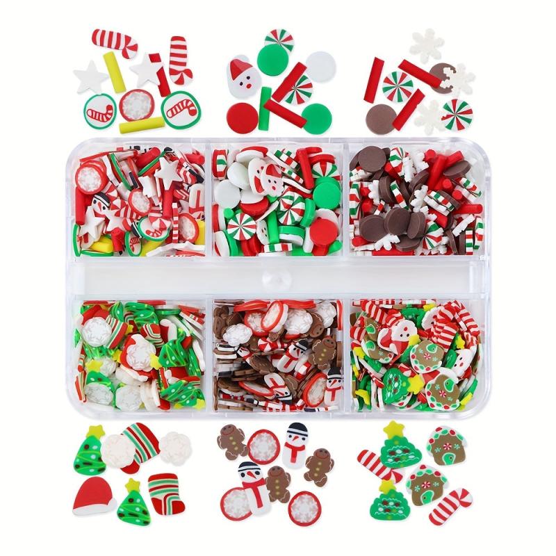 Christmas Nail Art Charms Red Socks Hats Polymer Clay Winter Xmas Decoration