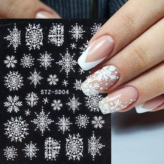 8 Pcs 5D Christmas Snowflake Snowman Nail Art Stickers