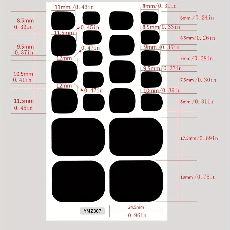 Waterproof Toenail Stickers Solid Wraps Self Adhesive Polish Gel Strips