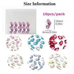 Aurora Glass Crystal Nail Art Rhinestones 10 Pcs
