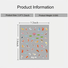 5D Embossed Frog Nail Stickers Green Nail Decal Self Adhesive