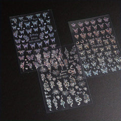 Butterfly Nails Stickers Ink Dip Gradient Abstract Flower Bone Nail Art Decals