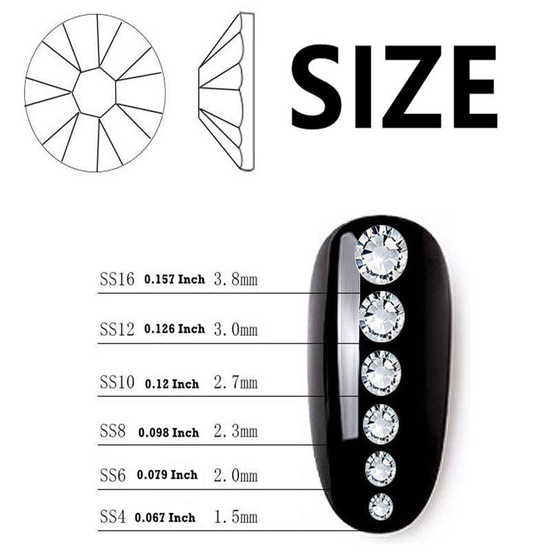 Glass Nail Art Rhinestones Kit Round Crystal Gemstones