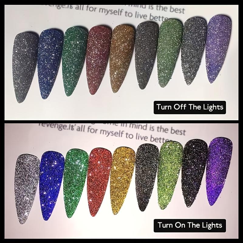 8 Boxes Laser Reflective Nail Powder for Shining Nail Decoration