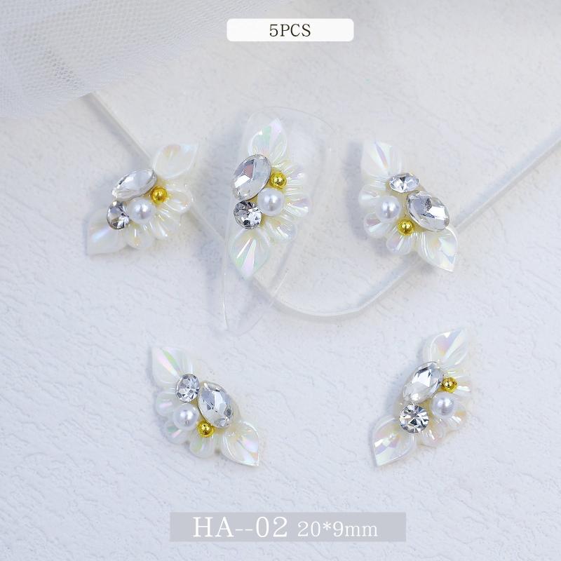 10 Colors Floral Flap Nail Stickers 3D Resin Nail Art Accessory