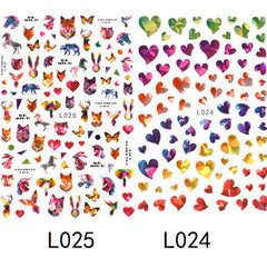 2pcs Laser Heart Nails Art Stickers Romantic Sliders DIY Manicure Decor