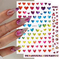 2pcs Laser Heart Nails Art Stickers Romantic Sliders DIY Manicure Decor