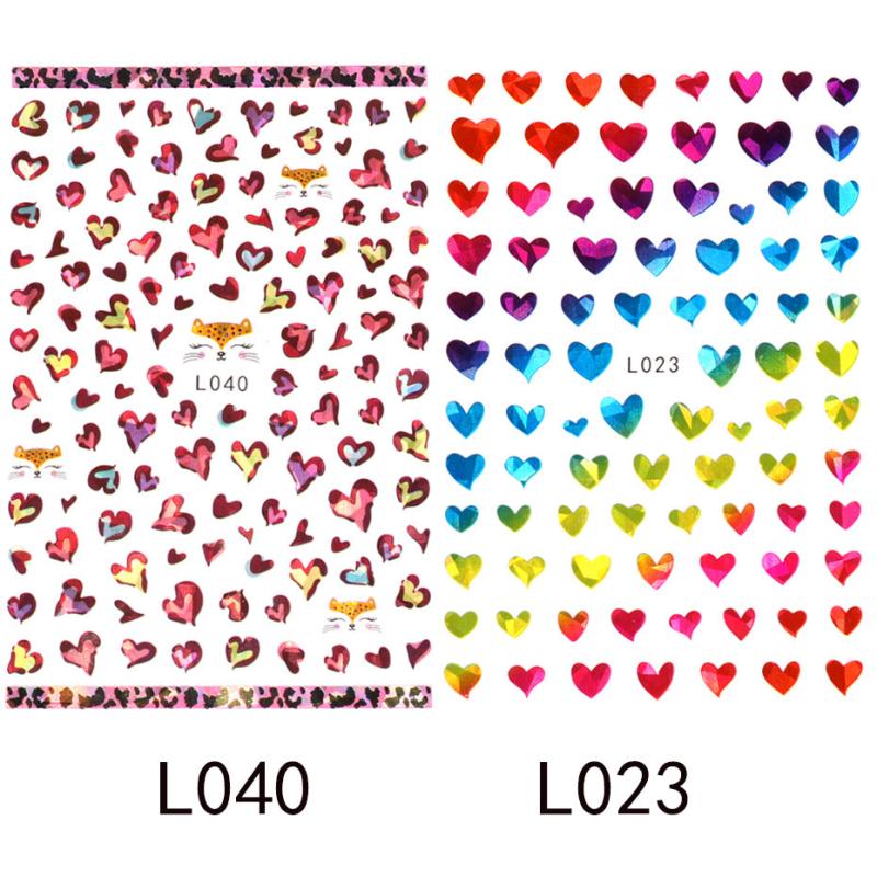 2pcs Laser Heart Nails Art Stickers Romantic Sliders DIY Manicure Decor