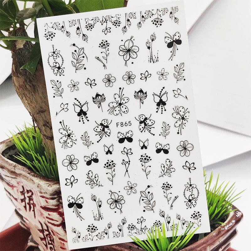 Butterfly Flower Nail Stickers Self Adhesive Nail Art Decals