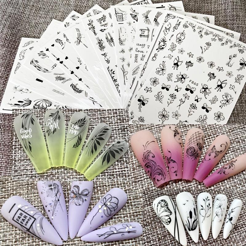 Butterfly Flower Nail Stickers Self Adhesive Nail Art Decals