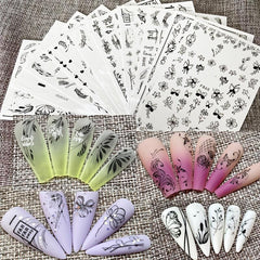 Butterfly Flower Nail Stickers Self Adhesive Nail Art Decals