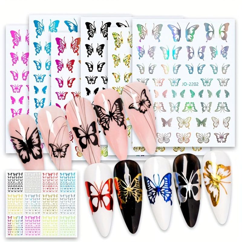 Butterfly Nail Art Stickers Set - Self-Adhesive & Decals for DIY or Salons