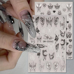 5D Holographic Butterfly Nail Stickers - Golden & Silvery Foil Decals