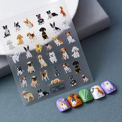 Cartoon Puppy Dog Nail Art Stickers Self Adhesive Decals for DIY Nail Art