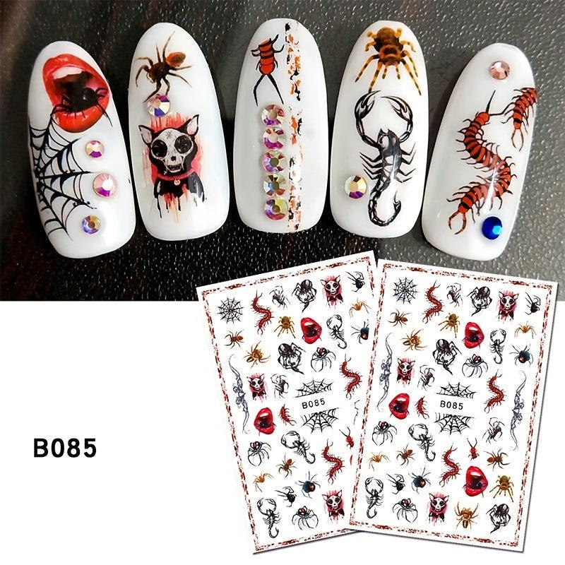Halloween Nail Art Stickers 3D Self Adhesive Gothic Bloody Zombie Ghost Face