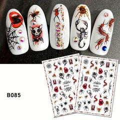 Halloween Nail Art Stickers 3D Self Adhesive Gothic Bloody Zombie Ghost Face