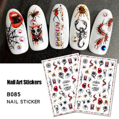 Halloween Nail Art Stickers 3D Self Adhesive Gothic Bloody Zombie Ghost Face