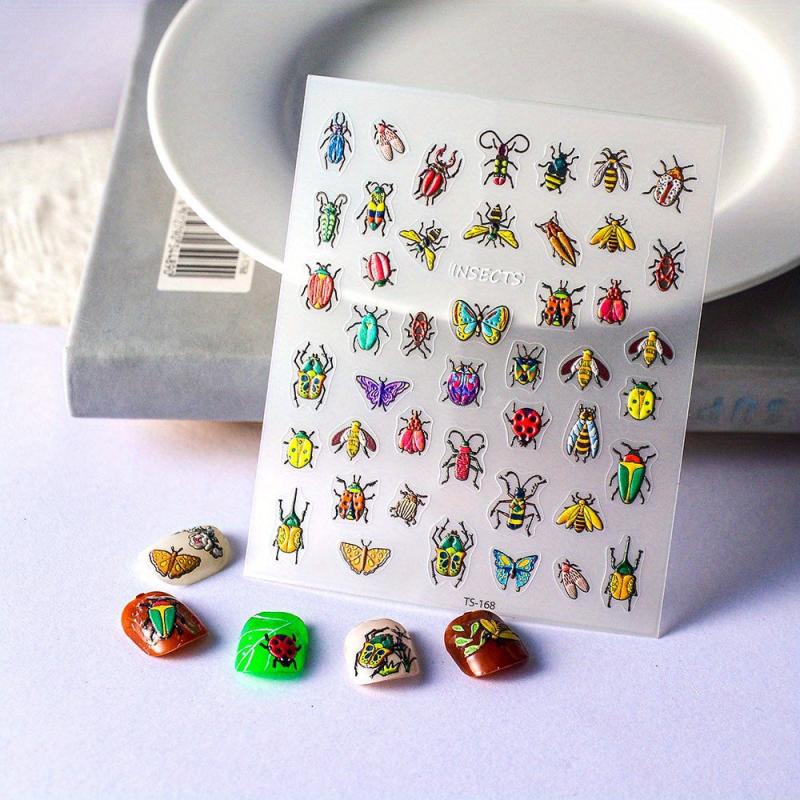 5D Embossed Nail Art Stickers Colorful Decals DIY Nail Decorations