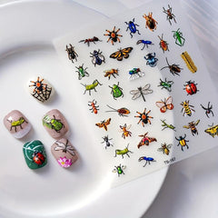 5D Embossed Nail Art Stickers Colorful Decals DIY Nail Decorations