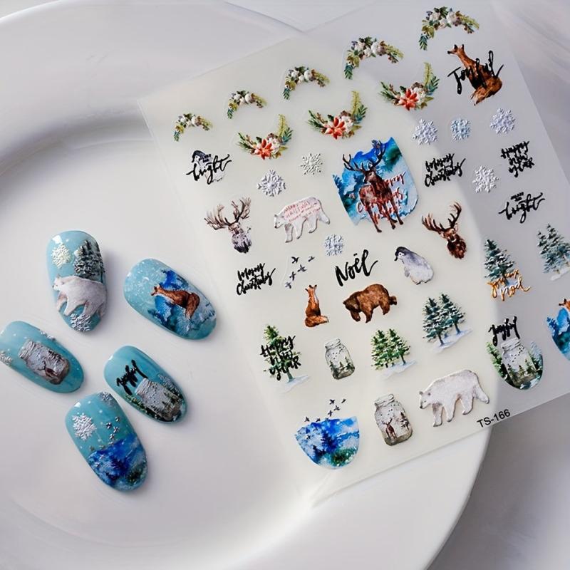 5D Embossed Nail Art Stickers Colorful Decals DIY Nail Decorations