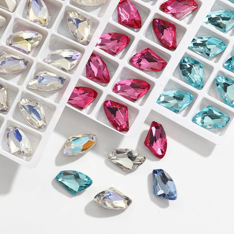 10 Pcs Nail Gems Rhinestones Iridescent Clear Crystals 3D Nail Charms