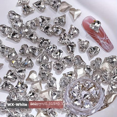 20pcs Peach Heart Nail Rhinestones K9 Crystal Art Gemstones