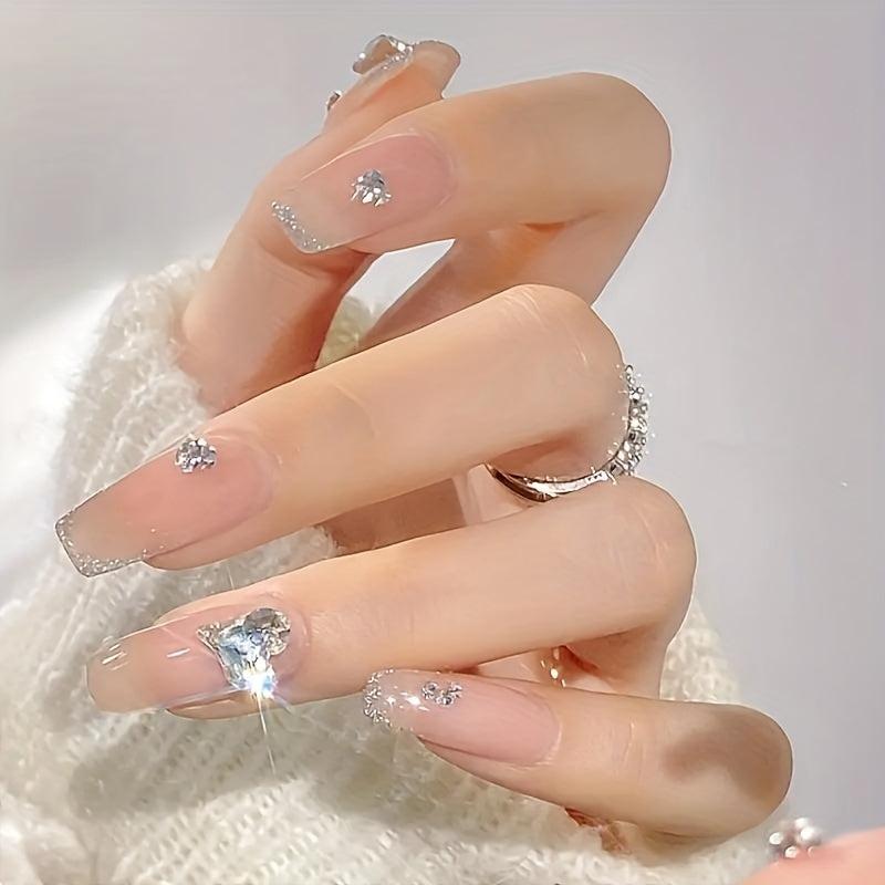 20pcs Peach Heart Nail Rhinestones K9 Crystal Art Gemstones
