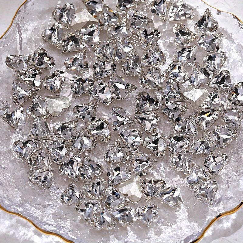 20pcs Peach Heart Nail Rhinestones K9 Crystal Art Gemstones