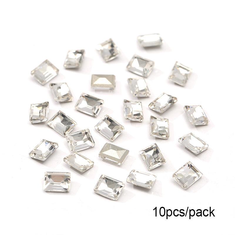 10pcs Aurora Nail Art Gemstones Rectangle Shape for DIY or Nail Salons