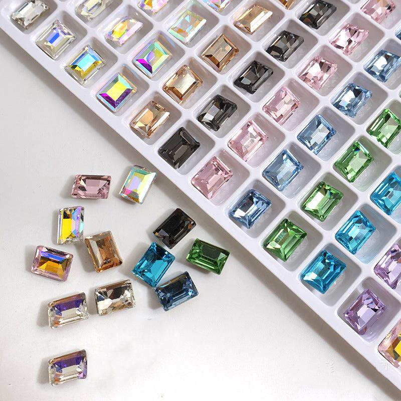 10pcs Aurora Nail Art Gemstones Rectangle Shape for DIY or Nail Salons