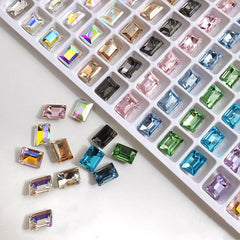 10pcs Aurora Nail Art Gemstones Rectangle Shape for DIY or Nail Salons