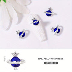 10 pcs Saturn Nail Charms 3D Rhinestone Nail Art Jewelry for DIY Crafts