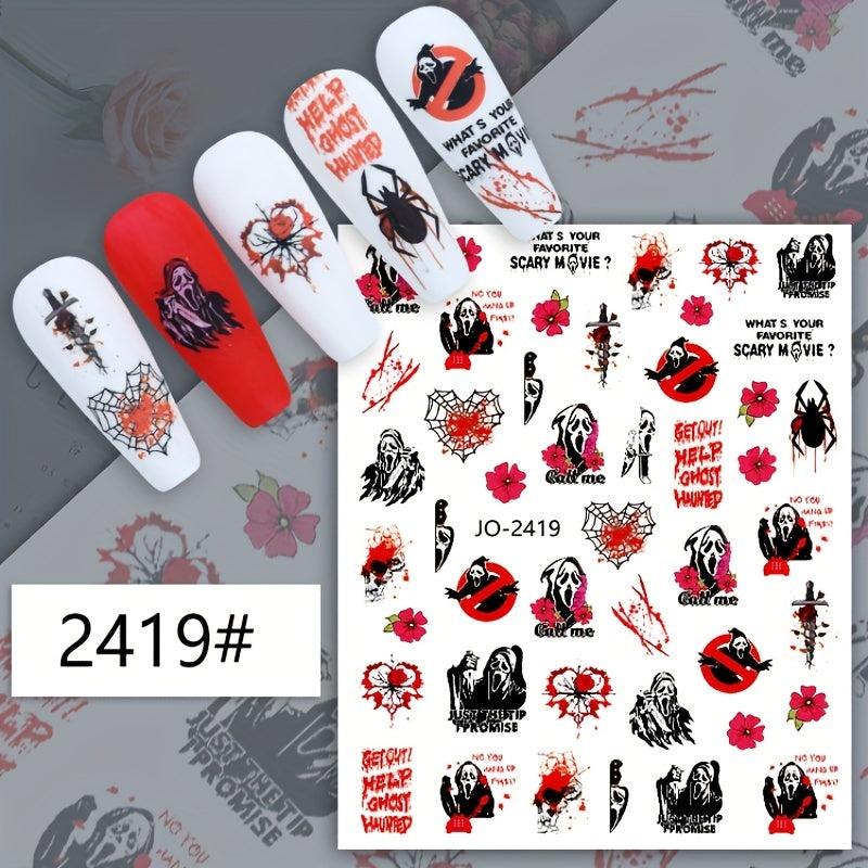 Halloween Nail Art Stickers Cartoon Designs Self Adhesive Nail Decal