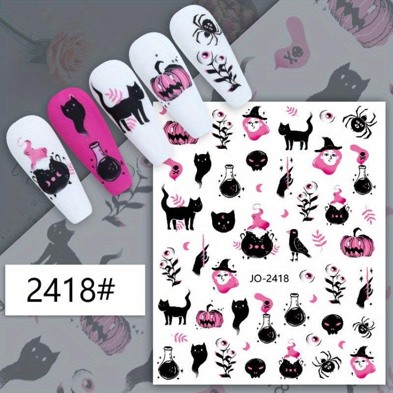Halloween Nail Art Stickers Cartoon Designs Self Adhesive Nail Decal