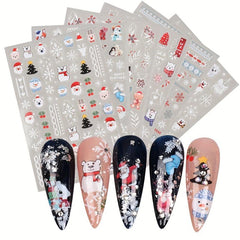 Christmas Nail Art Stickers Santa Snowflake Elk Decals DIY Salon Supplies