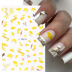 6pcs Maple Leaf Nail Art Stickers Fall Pumpkins DIY Nail Decals